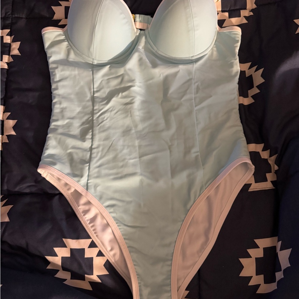 Elegant Light Blue Women's One Piece Swimsuit